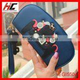 Golden Small Horse Zipper Pendant Italian Leather Wallet thumbnail-1