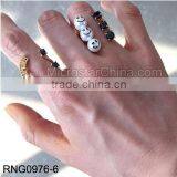 2 Set Brand Hollow With Black Crystal Punk Ring thumbnail-5