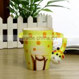 Christmas product 3D lovely animal cermaic mug with handle,coffee mug
