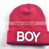 Customized Order Accepted, Without Brim Knitting Ladies Man Pure Color Cap With Embroidered Logo