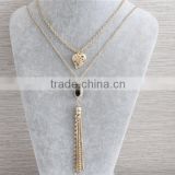 Fashion statement jewelry factory gold necklace wholesale, fancy long chain tassel necklace