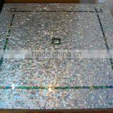 Marble Mother Of Pearl Overlay Table Top With Abalone Border