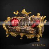 Imperial Noble Furniture Living Room Sofa, Luxury Wood Carved Three Seater Sofa With Gold Painted, British Royal Sofa Couch Set thumbnail-4