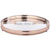 Rose Gold Mirror Tray, Beautiful Rose Gold Plated Mirror Tray thumbnail-1