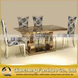Luxury Rose Gold Marble Dining Table Set Restaurant Furniture