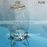 Oval Glass Beverage Dispenser With Metal Rack PJ19 thumbnail-1