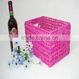 Home Garden Handwork Paper Rope Made File Book Storage Basket With Handle thumbnail-3