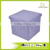 Purple Cube Foldable Seat Foot Rest Stool Seat Storage Ottoman thumbnail-1