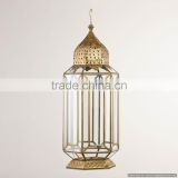 gold metal clear glass morrocan fancy lantern