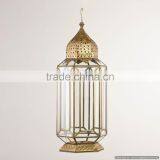 Gold Metal Clear Glass Morrocan Fancy Lantern thumbnail-1