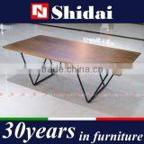 Rustic Coffee Table Natural Walnut Finished Wood Top Black Steel Metal Base TA-828L TA-828S thumbnail-1