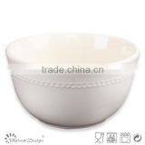 Cream Elegant Round Emboss Ceramic Stoneware Bowl thumbnail-1