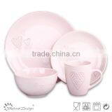 16pcs Embossed Heart Design Ceramic Stoneware Dinnerware Set thumbnail-1