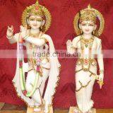 Regional Feature Antique Stone Crarving Marble Radha Krishna Statue