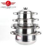 Hot Selling 4PCS Stainless Steel Stock Pot Set Cooking Pot Cookware Set thumbnail-1