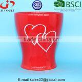 Home and Garden Decorations Plant Pots Red Ceramic Vase With White Interlocking Hearts thumbnail-3