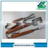 Factory Price 3 Pcs Wooden Handle Bbq Grill Tool Sets