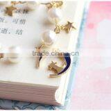 Gold Cat Moon Star Enamel Bowknot Heart Shape Key Charms Bracelet Pearl Bead Linked Bracelet thumbnail-6