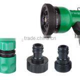 Garden Hose Nozzle Set 5pcs With Multifunctional Spray Nozzle and Plastic Quick Connector