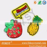 Lovely strawberry sequin design pineapple embroidered patches