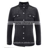Wholesale Factory Price Brand Ladies Casual Jeans Fabric Sexy Fancy Denim Shirt Women thumbnail-6