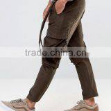 Custom Manufacturer Utility Pockets Strap Drop Crotch 100% Cotton Cord Breathable Functional Brown Men's Cargo Bib Pants thumbnail-4