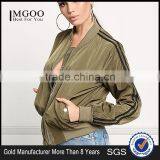 MGOO Custom Made 100% Polyester Olive Green Bomber Jackets Wholesale Streetwear Clothing Fashion Style Women Apparel thumbnail-1