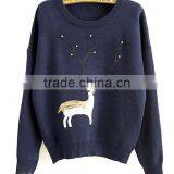 2017 Womens Cotton or Acrylic Pullover Ugly Christmas Sweater Reindeer thumbnail-4
