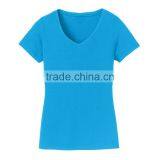 Short Sleeve Bulk Deep V-neck Women Cotton Plain Blank Tshirt thumbnail-2