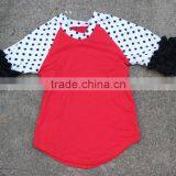 Pernickety Boutique Baby Girl Raglan Shirt Ruffle Long and the 3/4 Sleeve Wholesale 2016 Winter Shirt Children Girls Top thumbnail-4