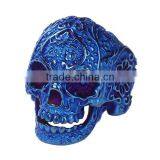 Hot Selling Blue Skull Titanium Steel Punk Unadjustable Rings thumbnail-1