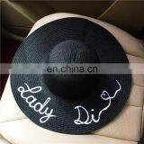 Letters Embroid Large Eaves Straw Hat Vogue Sunshade Sandbeach Hat thumbnail-4