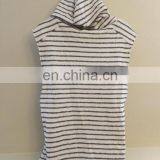 Womens Printed Stripe Sleeveless Funnel Neck Hoodie Top Shirt Natural Navy thumbnail-3
