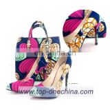 African fushia color high heels wax print shoes for party dress