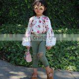 Bell Sleeve Top And Demin Pant Little Girl Outfit Sets Girls Fall Clothing thumbnail-3