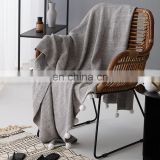 Sofa Couch Decorative cotton Knitted Blanket pom pom throw blanket