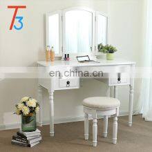 Wood Makeup Vanity Table Luxury Bedroom Furniture Dressers White Wooden Dressing Table thumbnail-5