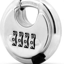 outdoor 4 digit heavy duty round combination disc padlock with hardened steel shackle