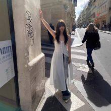 2025 Spring/Summer New Sweet Lace Splice Mid-Length Camisole Dress, Vacation Style Irregular Dress thumbnail-4