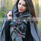 Wholesale Winter Fashion Wool Plaid Checked Ladies Pashmina Scarf thumbnail-1