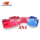 Aluminum Oil Cooler Fitting 45 Degree Resuable Fuel Line Hose End Fitting Adaptor Blue and Red 40-045-04
