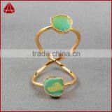 Turquoise Gold Turquoise Double Stone Wire Twisted Ring thumbnail-1