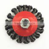 4-Inch Knot Twisted Steel Wire Brush Disc With Curled Selvedge Cup,twist and Slim Disc thumbnail-1
