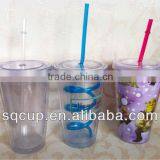 Double Wall Plastic Sippy Cup With Straw and Lid thumbnail-1