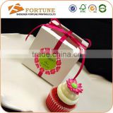 Customized Wedding Cake Box Design, Paper Cupcake Box With Ribbon