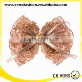 Small Beads Bow Korean Ribbon Hair Clip, Grosgrain Ribbon Hair Clip thumbnail-3