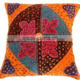 RTHCC-2 Floral Theme Kantha Patchwork Hot Selling Gujarati Embroidered Cushion Cover Home Decor Jaipur Manufacturer and Exporter thumbnail-1