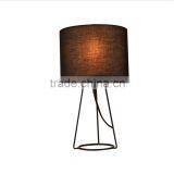 Classic Modern Fabric Lampshade Home Decoration Fancy Portable Triangle Metal Base Table Lamp