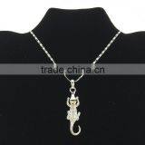 Silver Crystal Pave Butterfly Charms Necklace For Girls Wholesale thumbnail-4