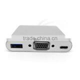 2016 Wholesale USB-C USB 3.1 Type C to VGA Projector & USB OTG & USB-C Female Charger Adapter for 12" New Mac Book thumbnail-5